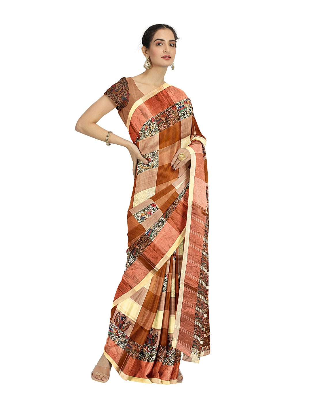 Madhubani on Murshidabad Silk Saree